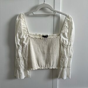 Aqua White Blouse